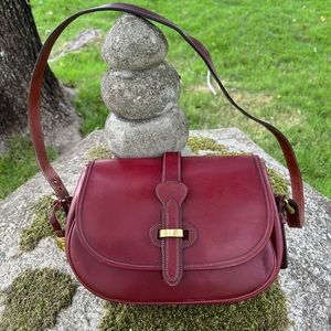 Vintage Dooney Bourke Bridle Leather red Tack Bag 1980’s Green Label purse good